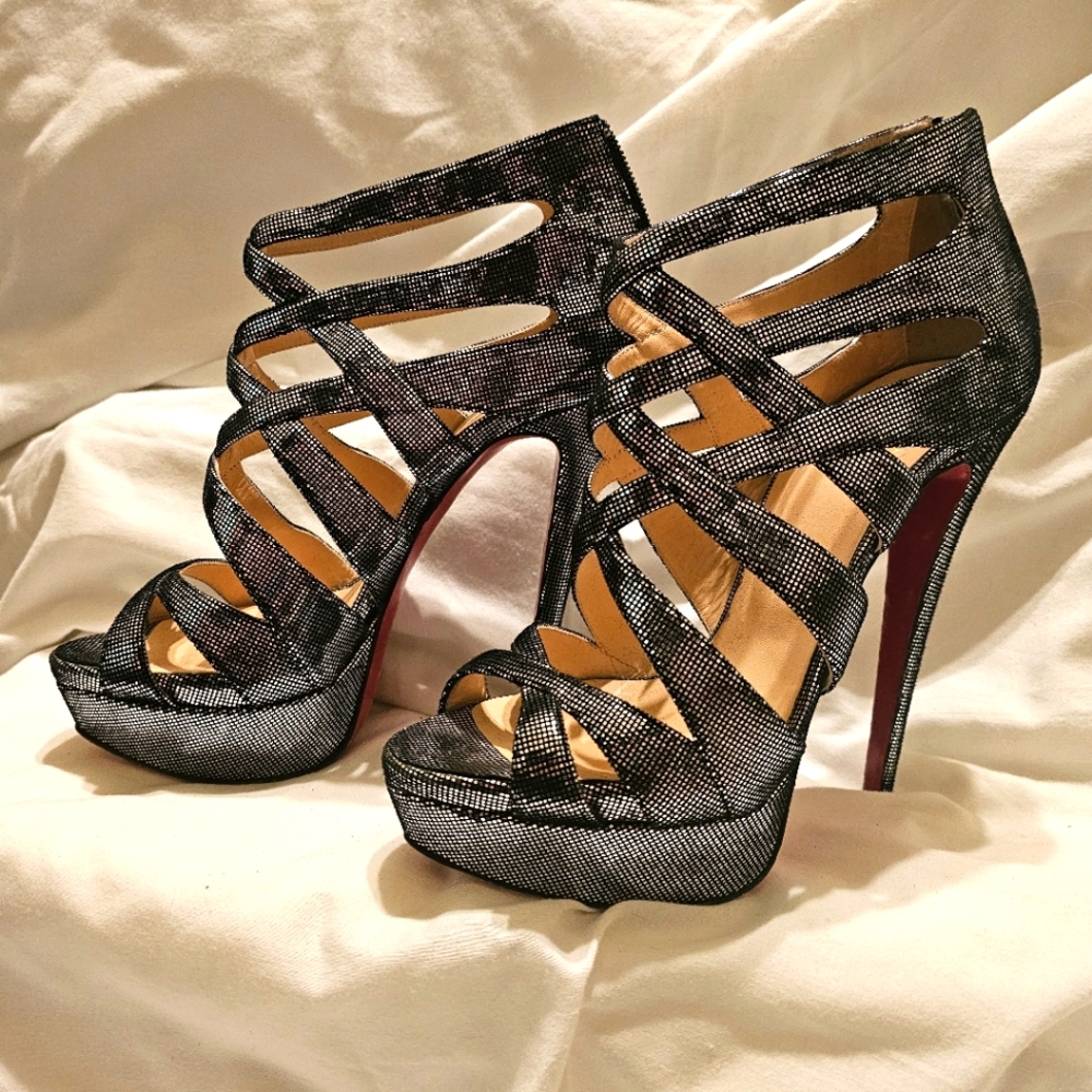 Christian Louboutin Strappy Sandals Silver